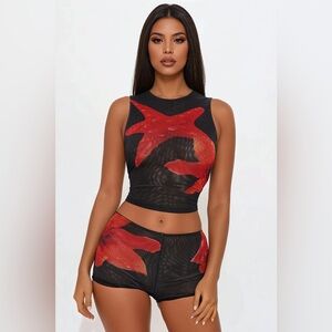 Fashion Nova Black and Red Starfish Set